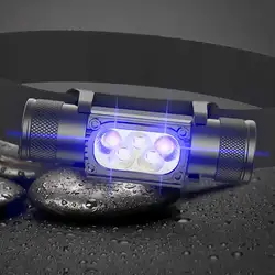 LED Headlamp High Power White Blue Memory Headlight 18650 Rechargeable USB Type-C Torch Camping Hunting Fishing Flashlight Lamp