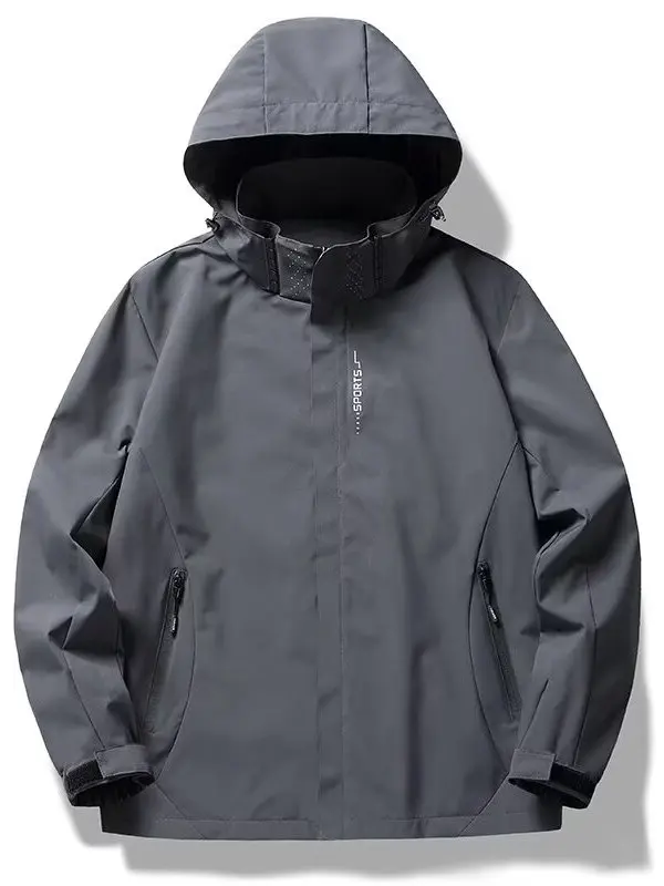 

Мужской свободный крой с капюшоном, куртка на молнии, кардиган, ветровка, повседневное водонепроницаемое пальто из полиэфирного волокна, весенне-осенняя одежда