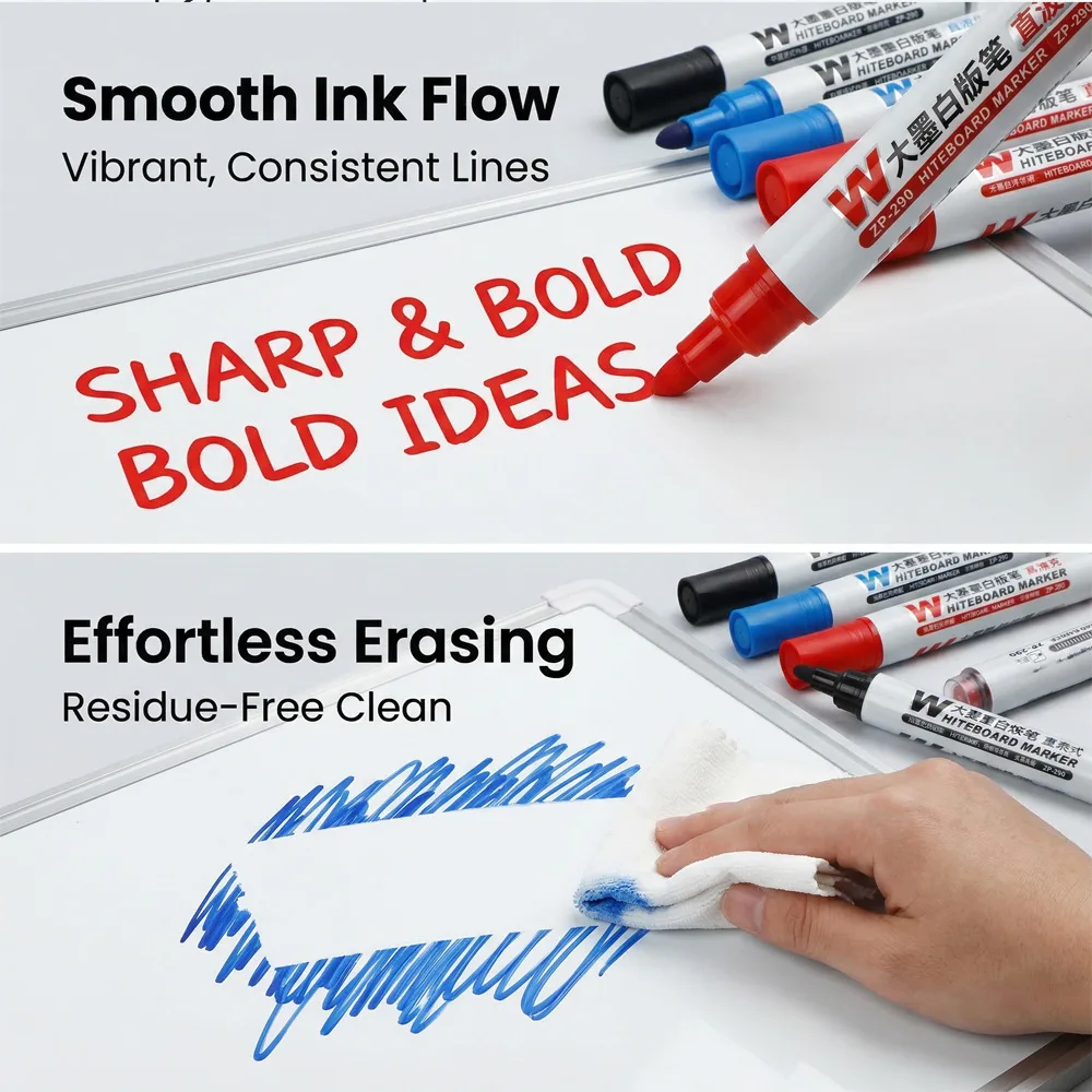 10PCS Piece Push-Button Liquid Ink Whiteboard Markers, Vibrant Colors, Quick-Drying, Low-Odor, Chisel Tip, Perfect for Office