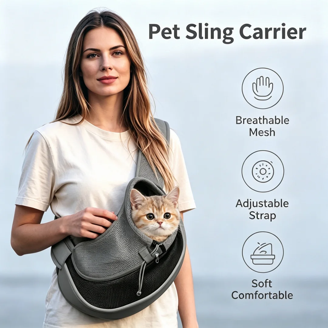 Pet Carrier Sling Breathable Mesh Portable For Small Cat Puppy Outdoor Hiking Camping Daily Walking Travel