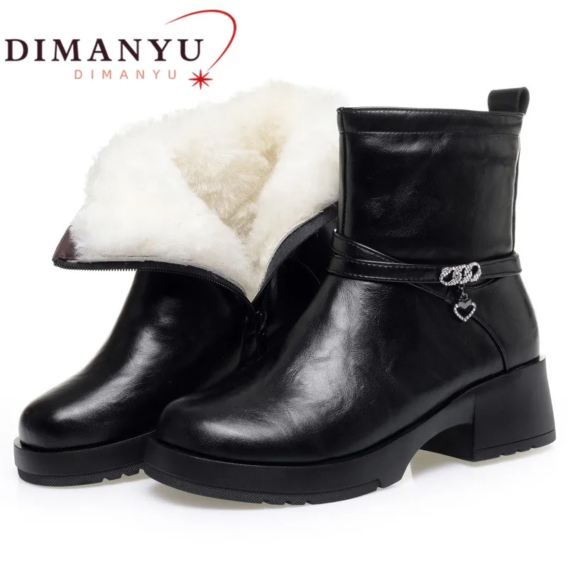 

Women's Winter Ankle Boots 2025 New Style Natural Wool Genuine Leather Women's Snow Boots Large Size Warm Women's Winter Boots