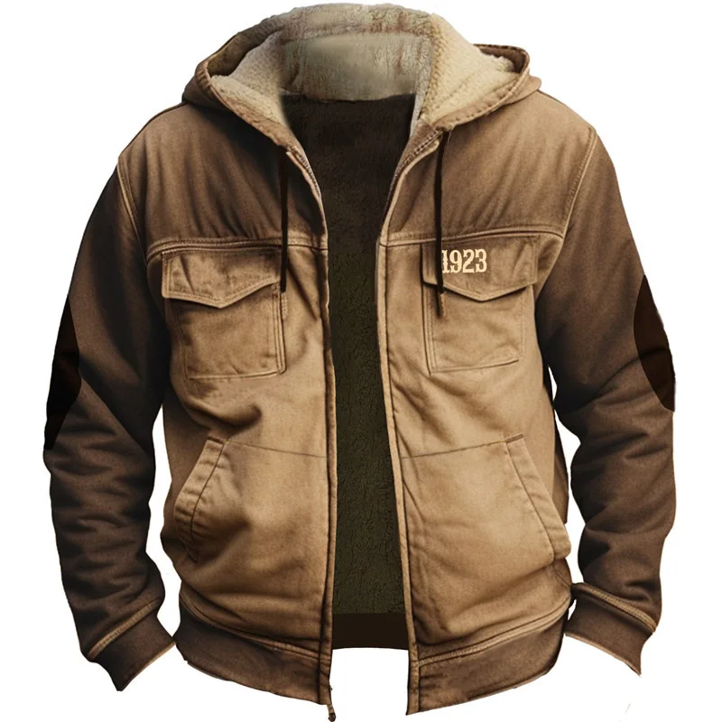 

Hooded Sweatirt 3D Digital Printing Pattern with ket Brown Cotton Jaet Unbranded Work orm Spring Season