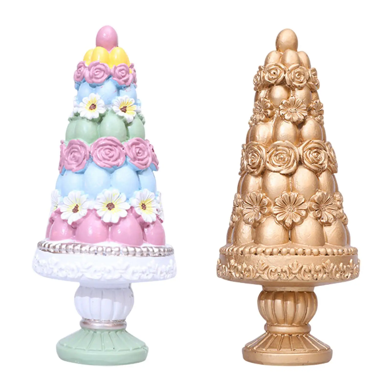 Easter Tree Figurine Easter Decoration Fine Workmanship, Table Centerpiece, Gift Resin Statue Desktop Ornament for Indoor