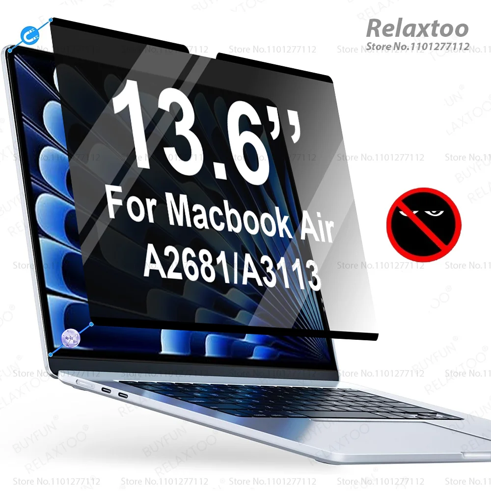 Anti-Peeping Magnetic Screen Protector for Macbook Air 13 M2 M3 13.6 inch A2681/A3113 Anti-Glare/Spy Film Privacy Laptop Filter