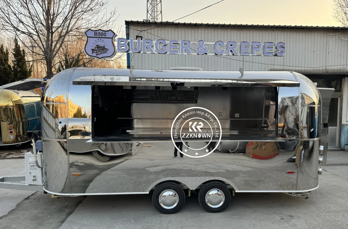 Street Food Trailer Hot Dog Cart Ice Cream Juice Bar Mobile Restaurant Fully Equipped Food Truck