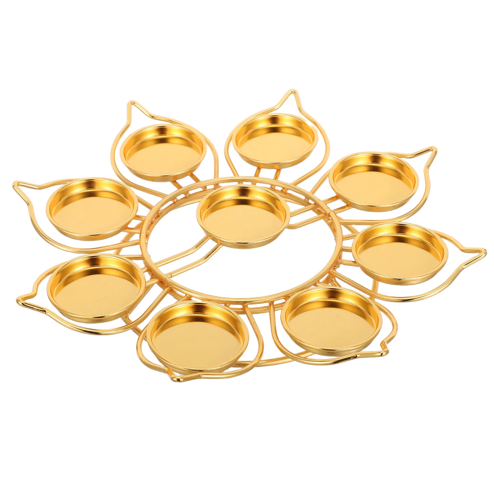 

Lotus Flower Holder: Metal Tealight Stand With 9 Trays For Diwali Decor Home Party Decoration Centerpiece