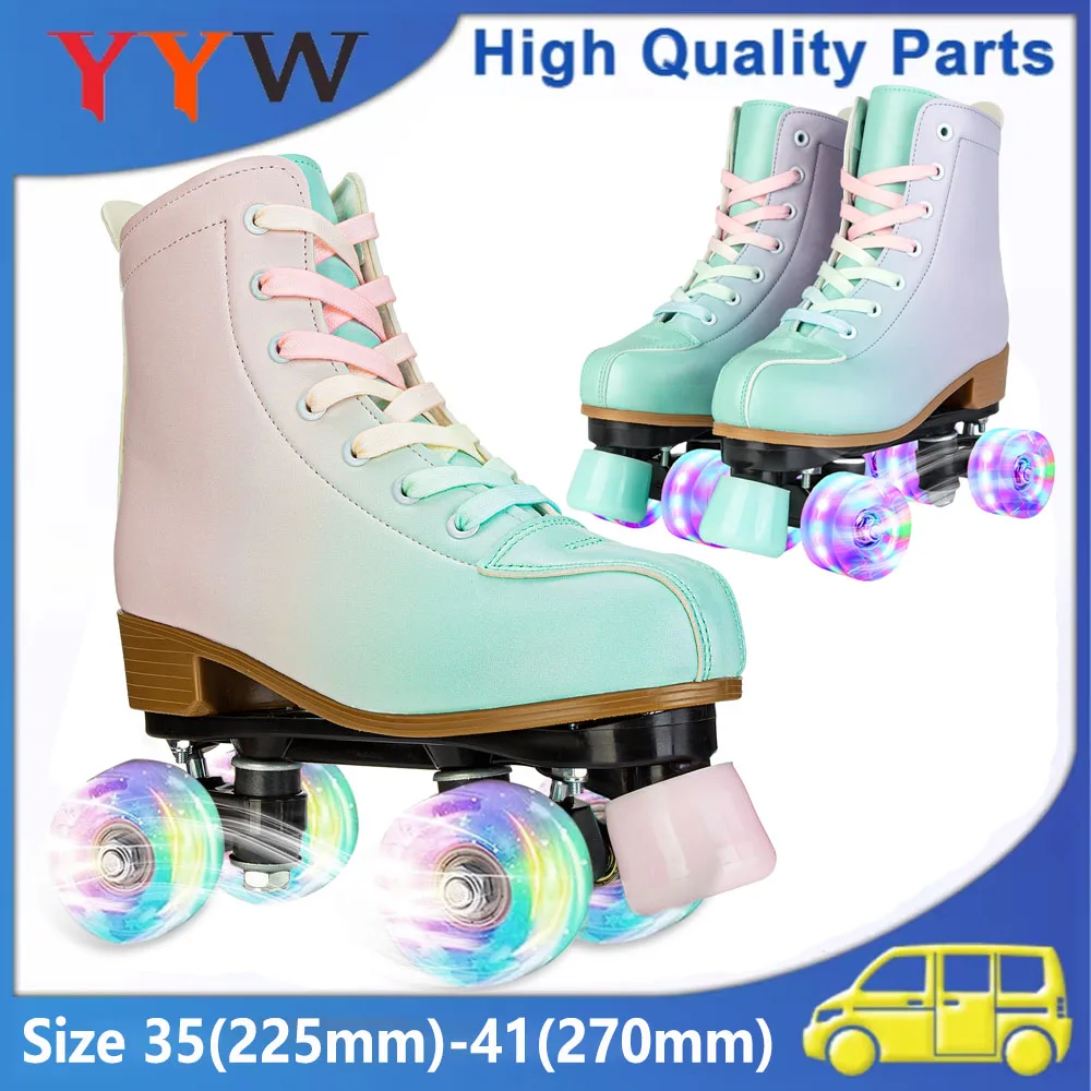 

2025 New Double Row Roller Skates Inline Skate Shoes 4 Wheels Sneakers For Women Adults Outdoor Sports Ice Skating Size 32 33-41