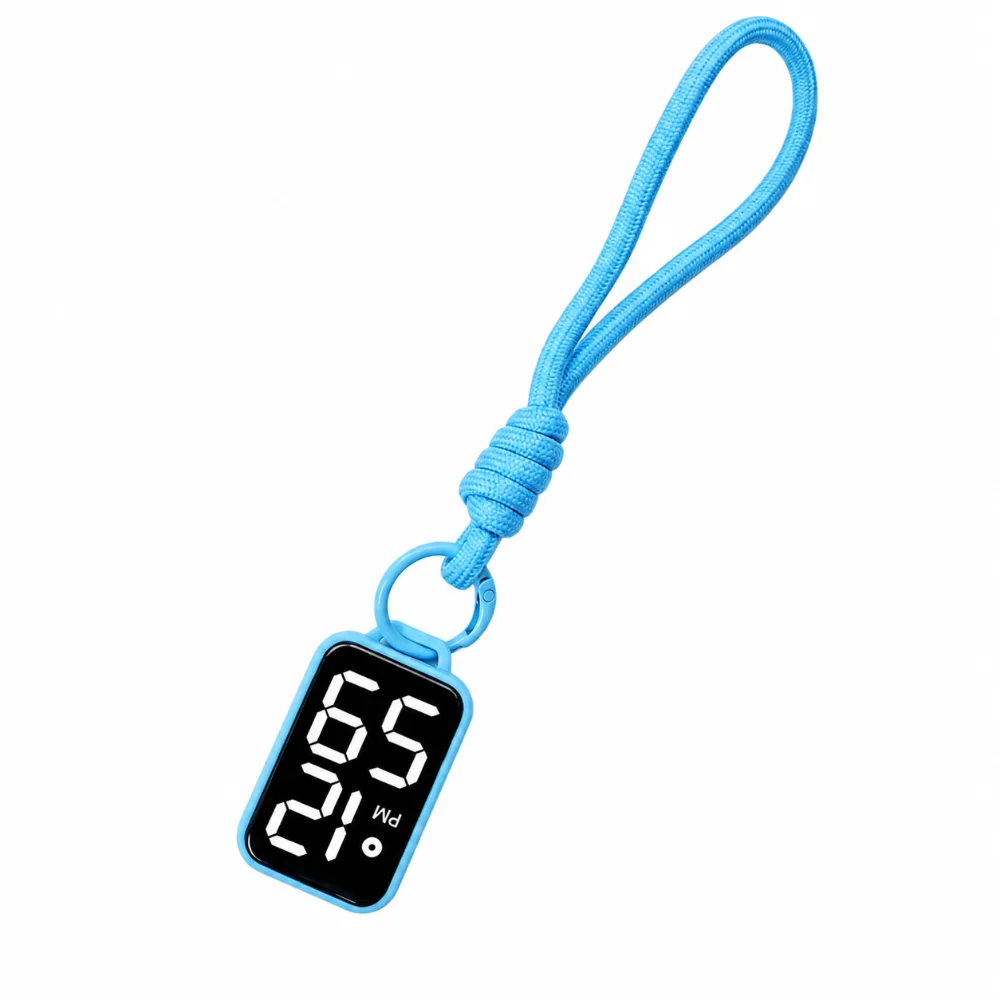 LED Pocket Watch Keychain Big Numbers Digital Display Electronic Hanging Watch Waterproof Multipurpose Digital Watch Kid Adult