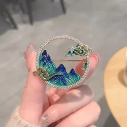Creative Hollow Cloud Mountain Zircon Brooch For Women Mountain And River Map Corsage Coat Dress Collar Pin Party Jewelry