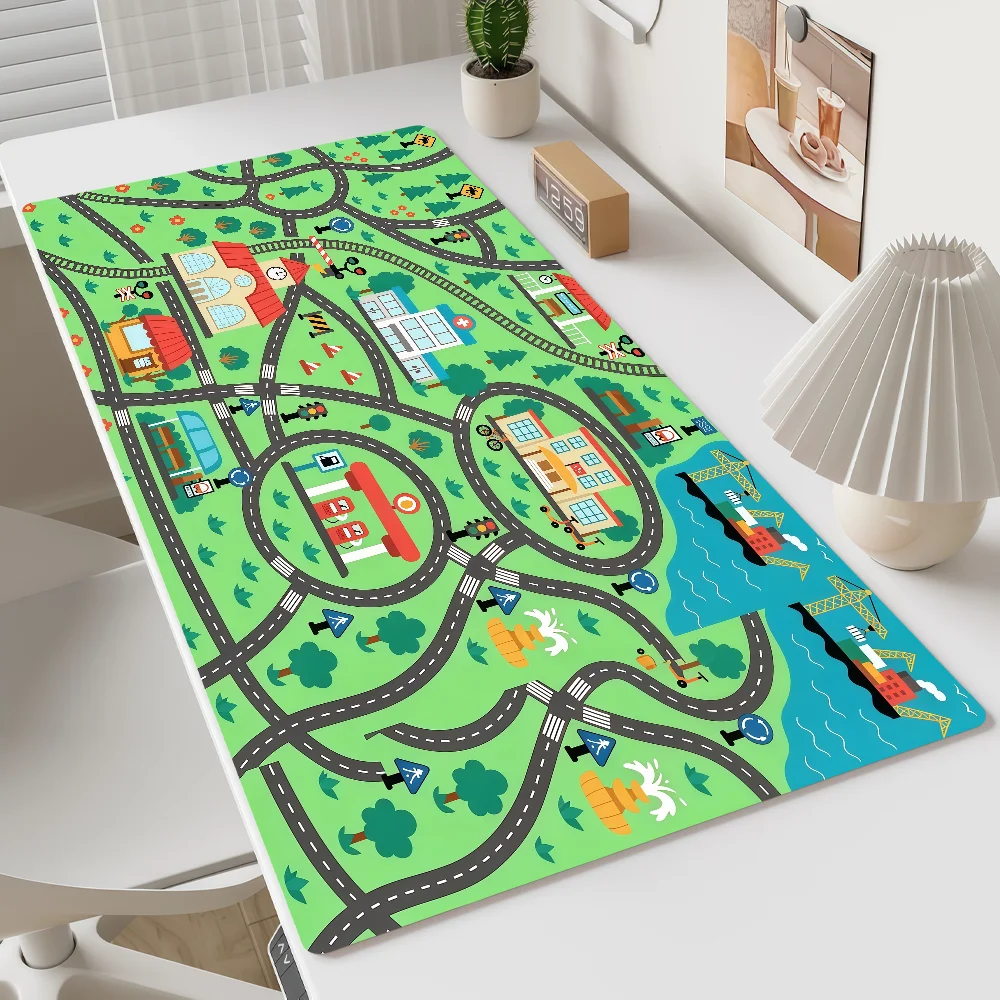Mouse Pad Road MousePad C-City Non-slip Map Lockedge Office Student Gaming Thickened Large Children Writing For Pad Cushion