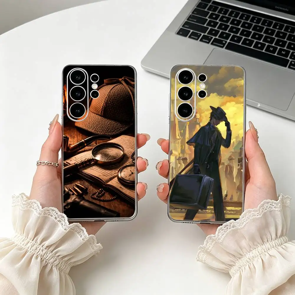 clever detective Sherlock-H- Holmes-ES Clear Phone Case for Samsung S25, S24, S21, S22, S23, S30, Ultra, S20, Plus, FE, Lite