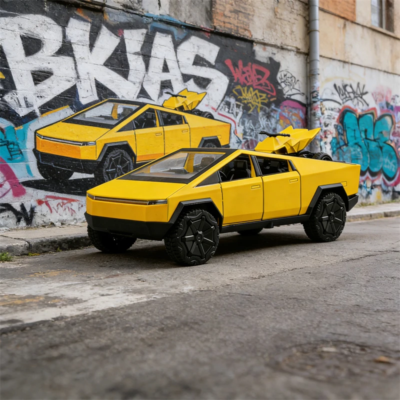 

1:32 Кибергрузовик Пикап Игрушечная модель автомобиля из сплава, литая под давлением игрушка, металлическая модель автомобиля, звуковая и световая коллекция, детская игрушка