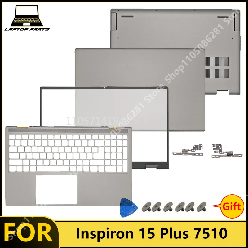 For Inspiron 15 Plus 7510 Laptop LCD Back Cover Front Bezel Palm Rest Bottom Case Hinges Set New replacement parts