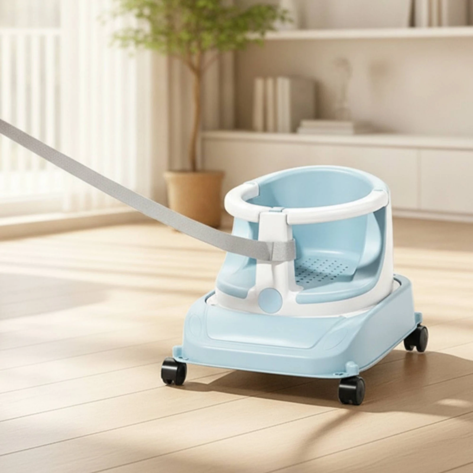 

Baby Rolling Seat Ergonomic Baby Floor Seat with Wheels Two-Tone Interactive for Babies, Playroom, Living Room