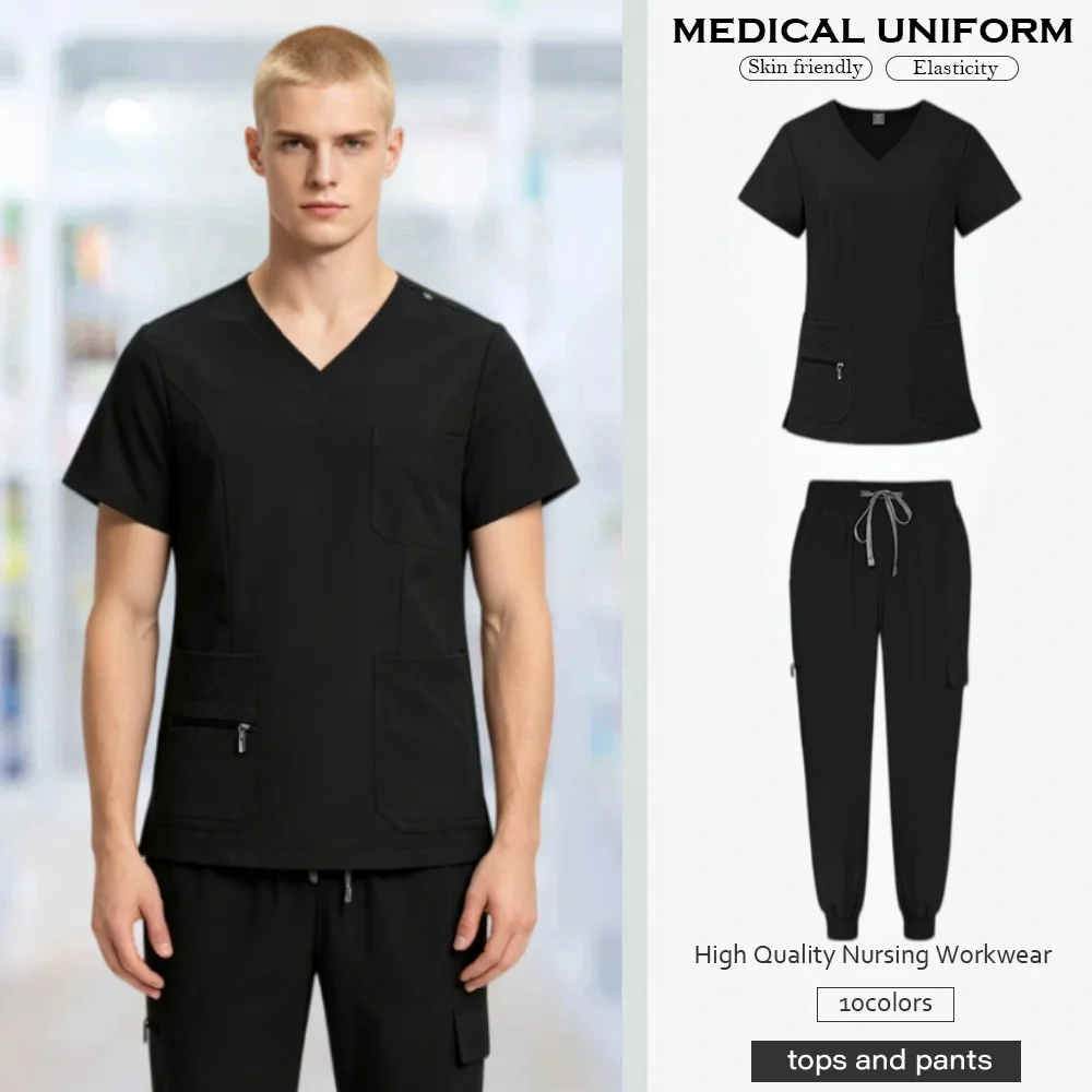 Beauty Salon Doctors Nurses Nursing Staff Two-piece Neutral Work Clothes Multi-functional Frosted Suit Set