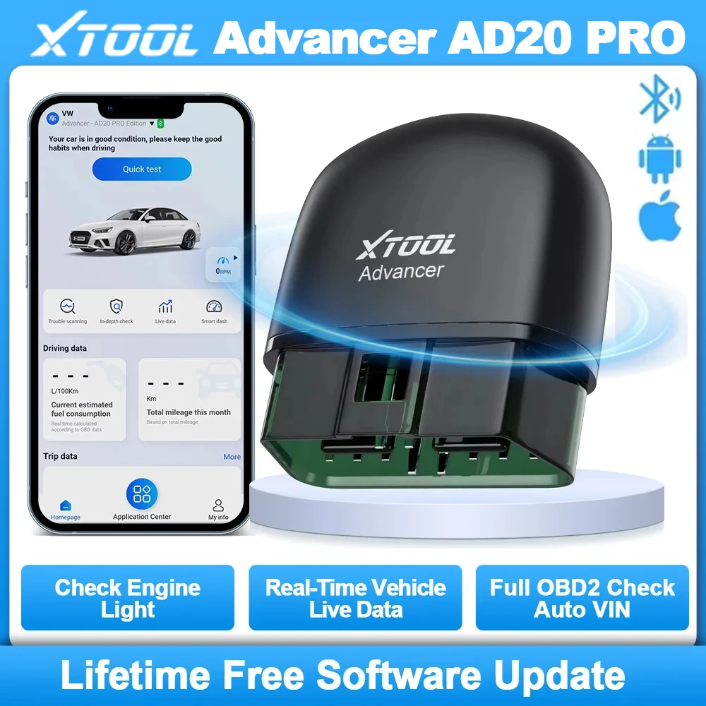 XTOOL Advancer AD20PRO Bluetooth OBD2 Scanner Full System Car Diagnostic Tool OBDII Auto Code Reader Oil Resetter Battery Tester