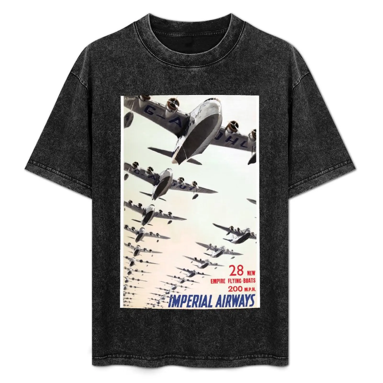 

Imperial Airways UK Vintage Travel Poster Restored T-Shirt Fitness Training Breathable Tee
