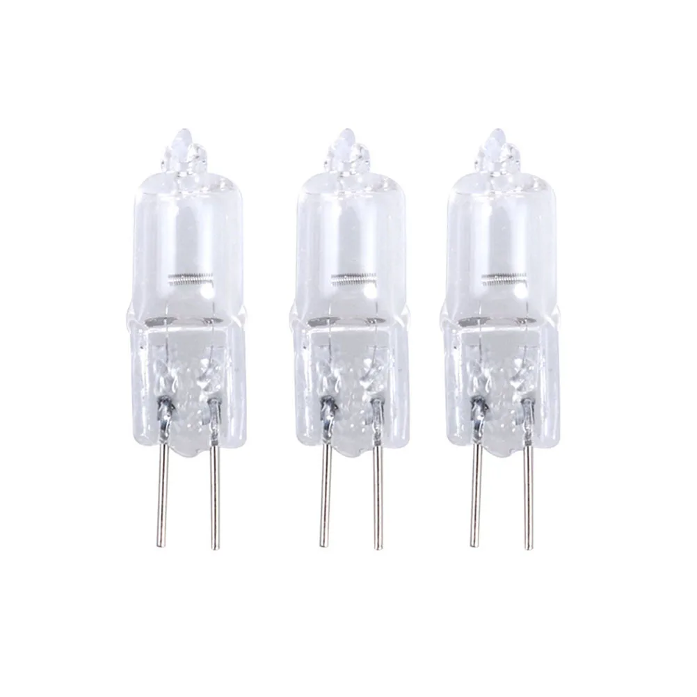 20 Buah Lampu Halogen 20W 12V Basis G4 Bi-Pin Tegangan Rendah untuk Lampu Gantung, Etalase, Rak, Penerangan Cahaya Hangat Panjang