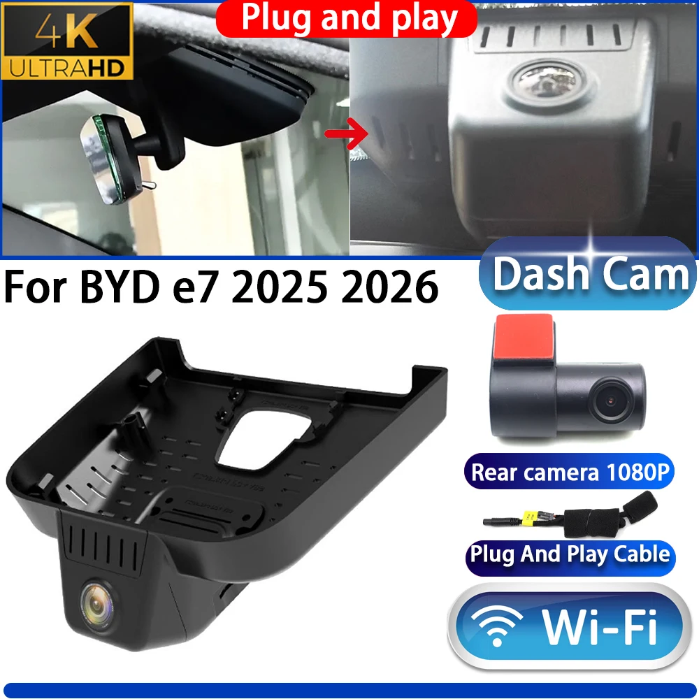 

HighCity For BYD e7 2025 2026 Dash Cam Camera DVR 4K UHD 2160P Night Vision Wifl Plug And Play Video Recorder