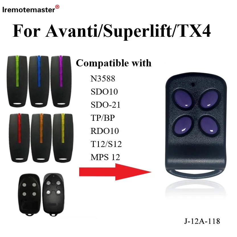 For Avanti/Superlift/TX4 Compatible Garage Door Gate Remote Control 433.92mhz Rolling Code