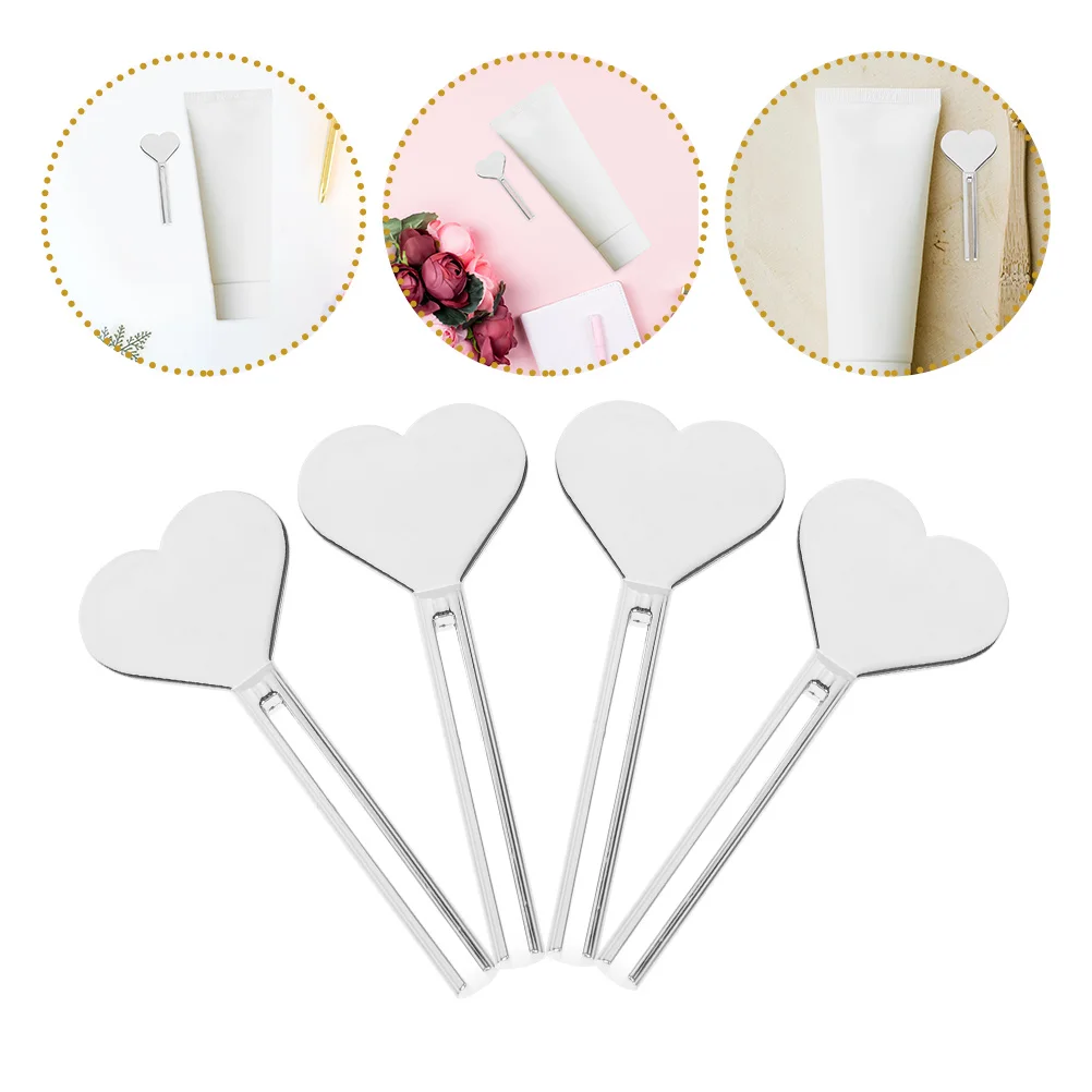 

4 Pcs Zinc Alloy Toothpaste Squeezer Manual Dispenser Tool Compact Light Heart Shape Bathroom Safe Sturdy Non