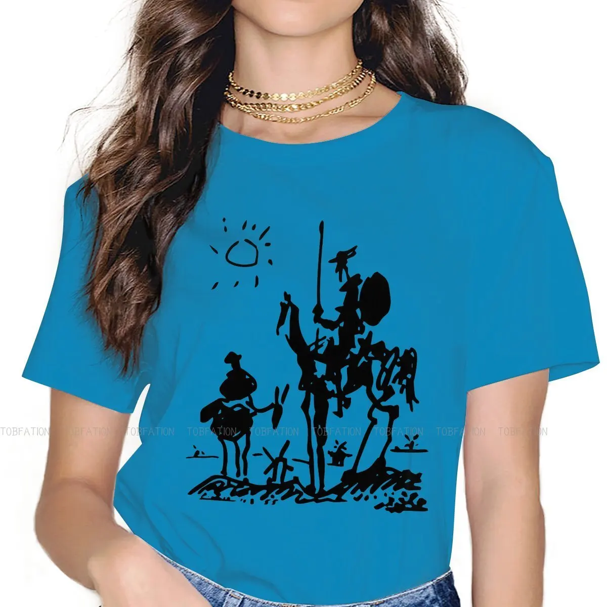 Don Quijote De La Mancha TShirt for Woman Girl Design for Wall Art Basic Leisure T Shirt High Quality New Design Loose