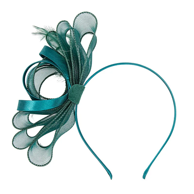 

2024 Design Mesh Black Green Fascinator Hairbands Women French Ladies Cocktail Party Fasinator Hat for Wedding Chapeu Feminino