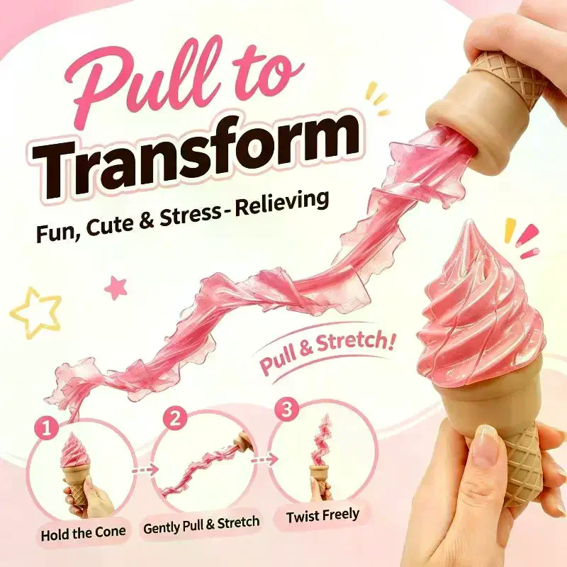 3D Printed Adjustable Telescopic Ice Cream Prank Toys Stress Relief Cubes Cool Desktop Ornaments Kids Toy Gift