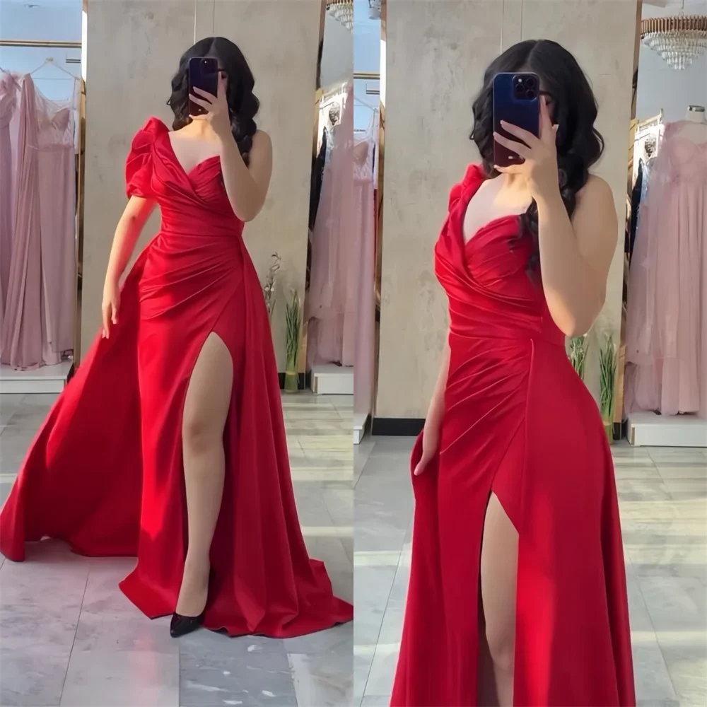 Evening Gown Prom Dearin One-shoulder A-line Floor Length Skirts Draped Layered Fold Ruffle Bespoke Occasion Dresses Formal Dres