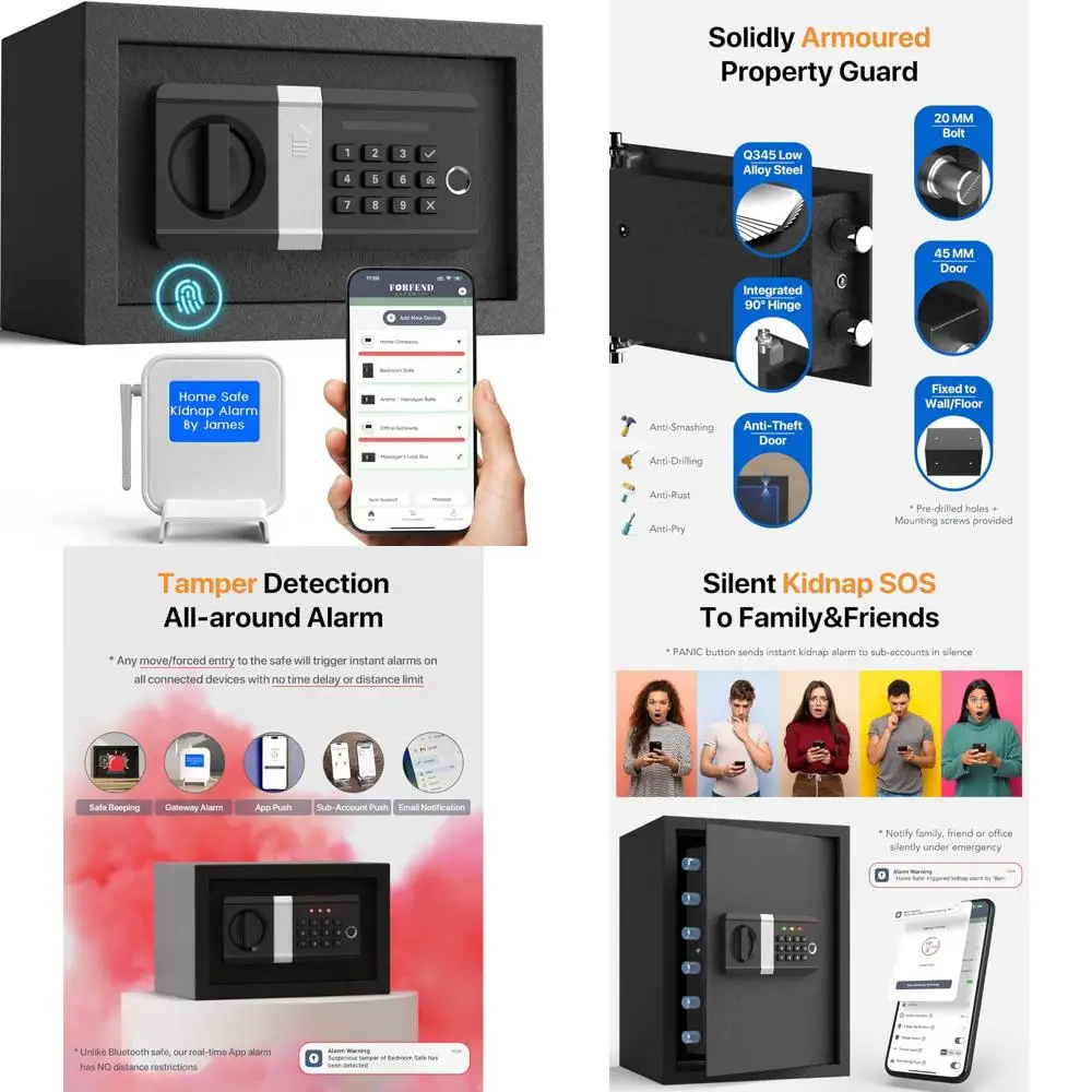 

WiFi Safe Box with App Lock, Alarm, Voice Command, Kidnap Alarm, Tamper Detection, Frozen Mode, and Sub Accounts for Enhanced Ho