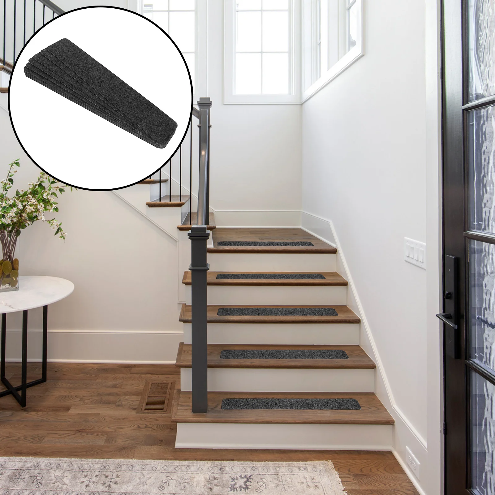 

20Pcs Outdoor Anti Slip Tape Waterproof Pet 60 Grits 11.8x2 Black Grip Strip Stair Tread Safety Non Skid Heavy Duty Rubber Self