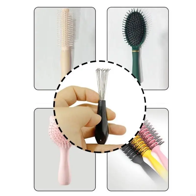 Du lịch Du lịch Comb Cleaner Công cụ dễ dàng loại bỏ tóc và bụi khỏi bàn chải tóc B95B