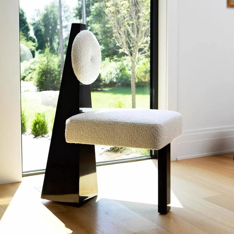 FULLLOVE-Silla de comedor creativa de terciopelo de cordero, silla de escritorio con forma, silla de maquillaje exquisita, sala de estar, muebles de