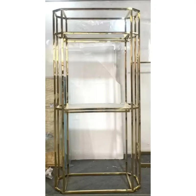 

#s Custom Fashion Wedding Gold Stainless Steel Display stand Boutique Furniture shop bridal dress display Rack For clothes store