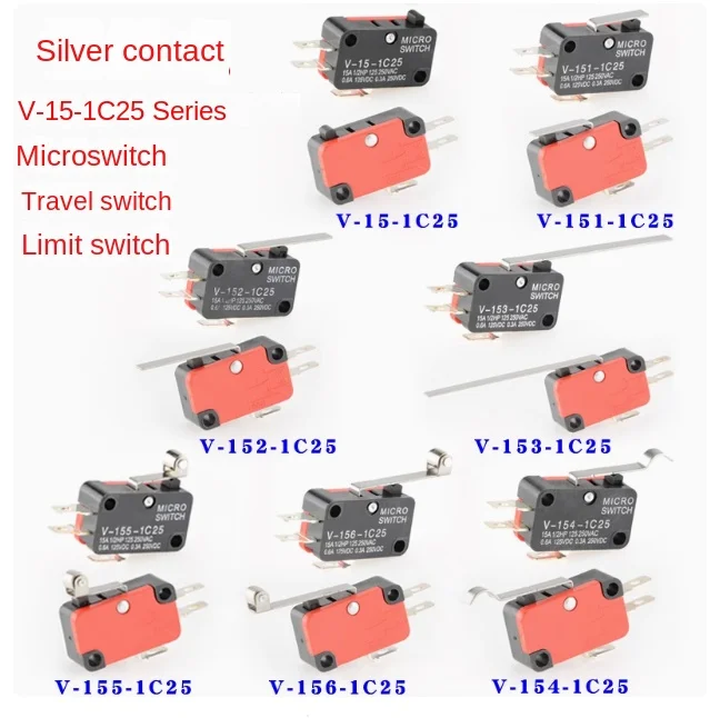 5PCS Silver contact micro switch travel switch limit switch V-15/151/152/153/154/155-1C25