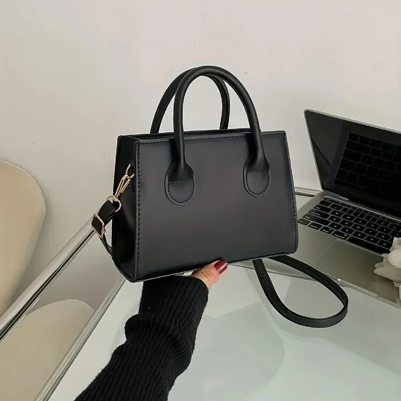 Simple Mini Crossbody Bag, Solid Color Retro Casual Shoulder Bags Zipper Summer New Tide Trendy Square Handbag for Women