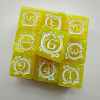 10pcs/lot Six Sided Polyhedral Dice Set D6 Acrylic Dragon Pattern Digital Dice for Board Games DND RPG Tabletop Game Accessories