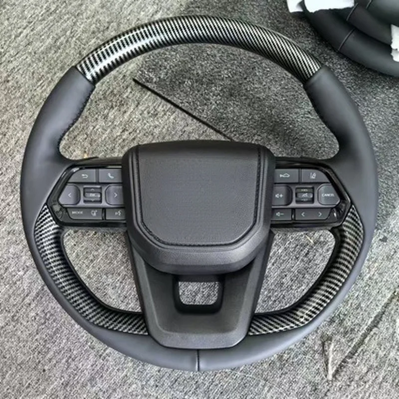 For Toyota Steering Wheel Horn Cover Carbon Fiber Texture Style for LC Alphard 80 Series Hilux Land Cruiser Crown Decorative view 3