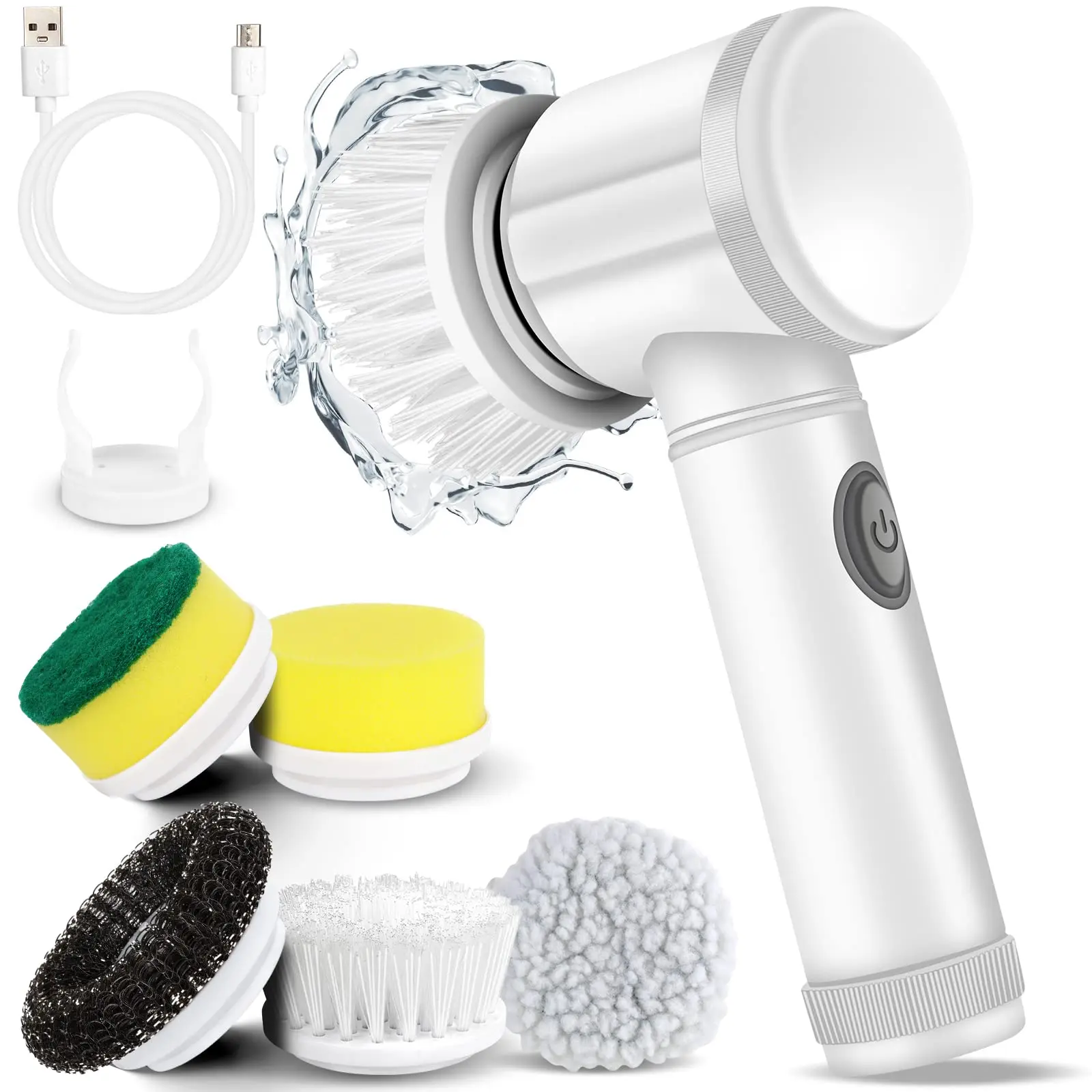 5 In 1 Electric Spin Scrubber Cordless Spin Scrubber with 5 Replaceable Brush Heads Electric Cleaning Brush Cleaning Tools