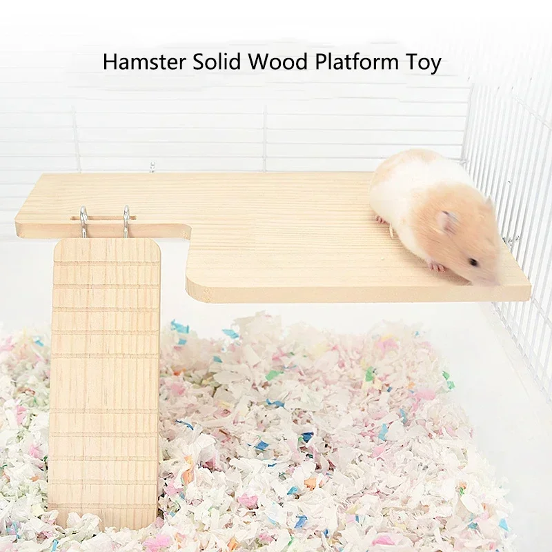 Functional Wooden Hamster House Desk Platform Pet Stand Toy Station Board Pet Products Hamster Cage Golden Bear Toy Supplies