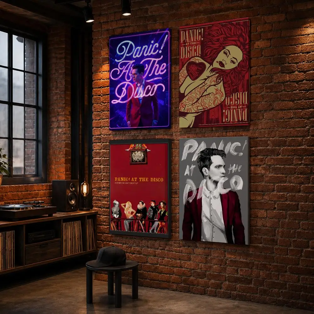 P-Panic At The Disco Rock Band Framed Wall Painting Wood Framed Wall Art Print For Bedroom Living Room Hallway Office Home Decor