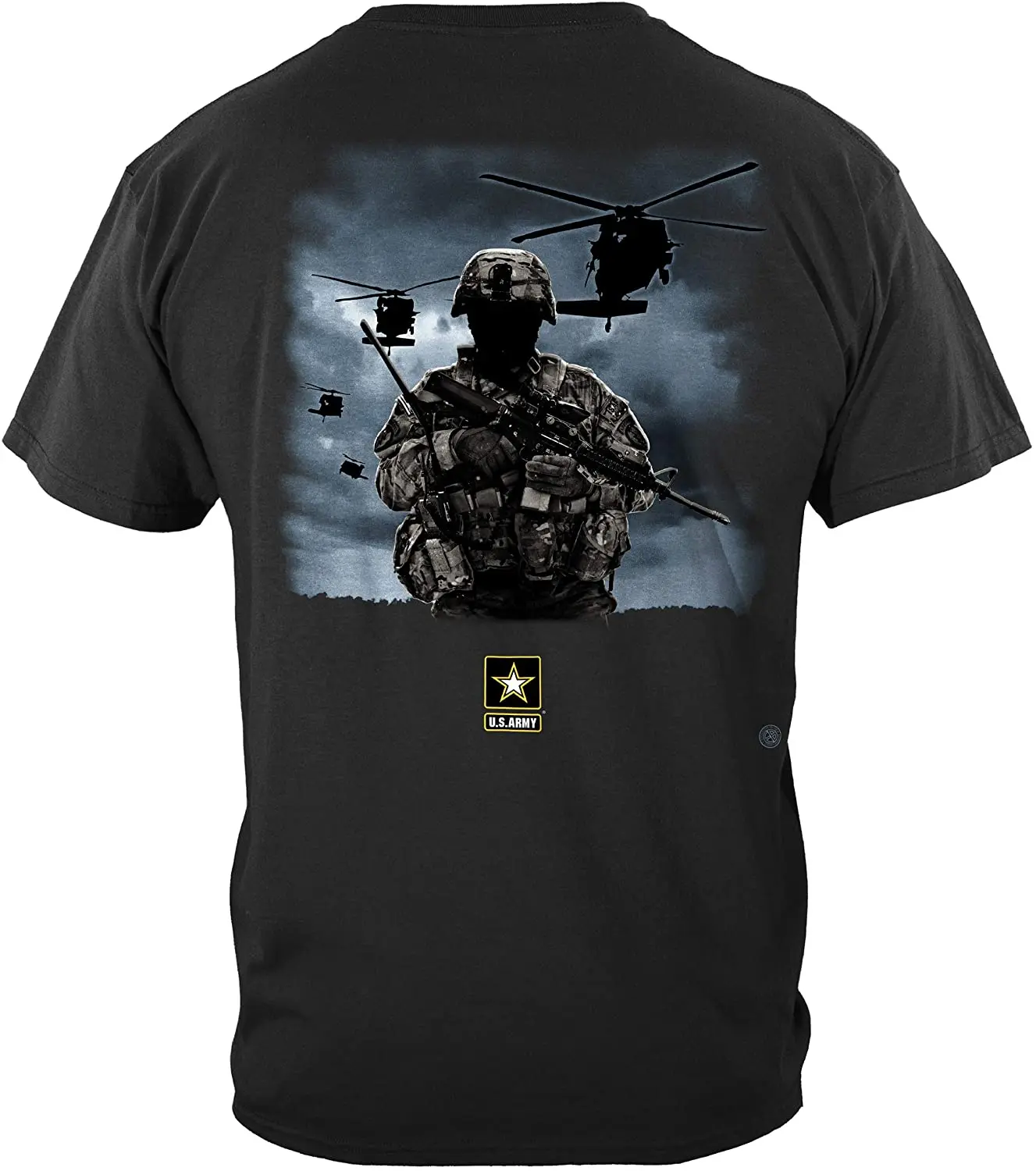 

Erazor Bits Army T-Shirt Army Strong Helicopter Solider Summer Cotton O-neck Tees Black