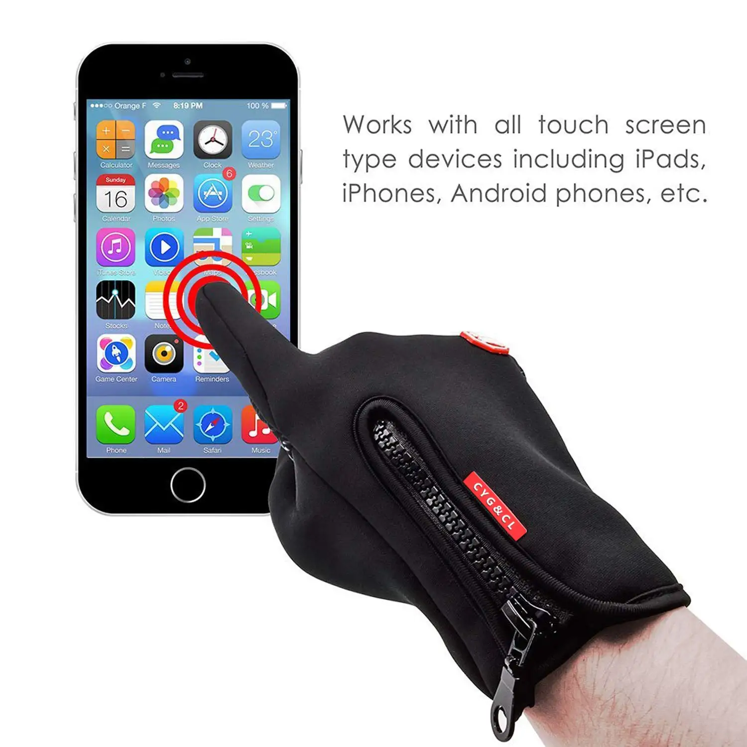 Outdoor Winter Touchscreen Warm Gloves, Water Resistant Windproof Anti-Slip Gloves for Cycling Driving Hiking Climbing Skiing