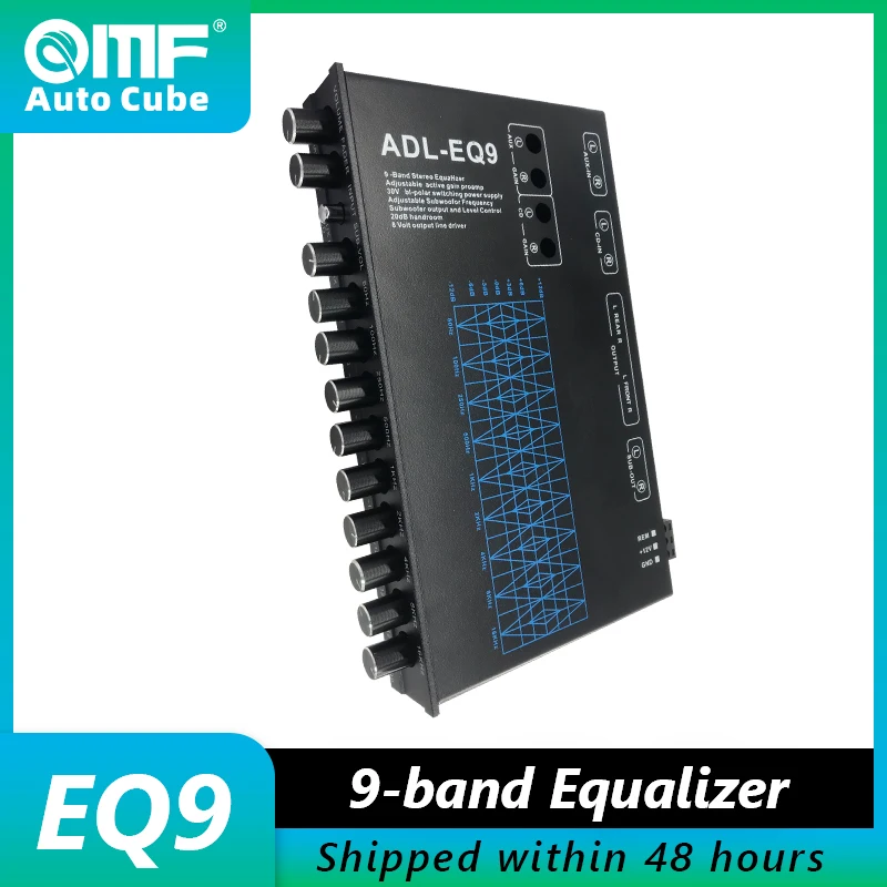 Auto Cube 9 Band Graphic Equalizer Digital Car Audio ADL-EQ9 Full range Car Amplifier Equalizer with Adjustable Filter