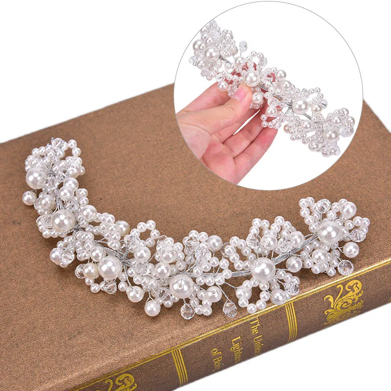 

Bridal Wedding Headband Crystal Flower Tiara Crown Pearl Rhinestone Hair Band