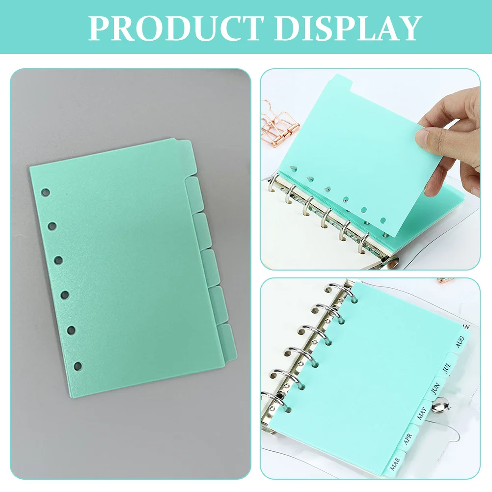 Divisores de página de caderno a7, divisor de pasta de plástico, separadores de abas inseríveis para escola, escritório, índice de planejador recarregável