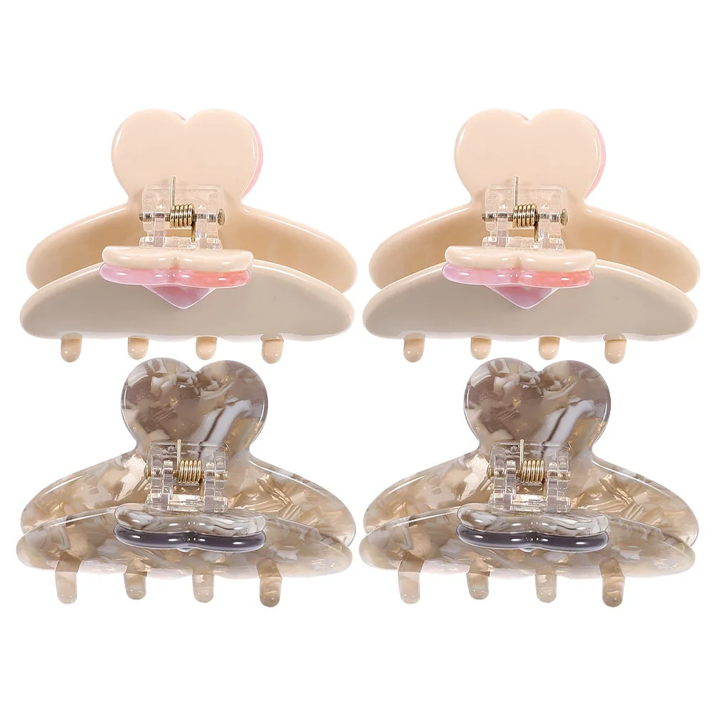 

4Pcs Heart Claw Clips for Women Large Hair Accessories Cute Design Acetate Sheet Material Thick Hair Styling Jaw Clip