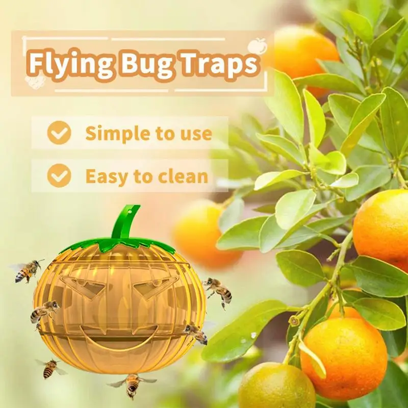 Wasp Traps Outdoor Carpenter Bee Decoys Pumpkin Shape Trap Thermal Protection Fly Repeller Outdoor Decoys Lanterns For Farm