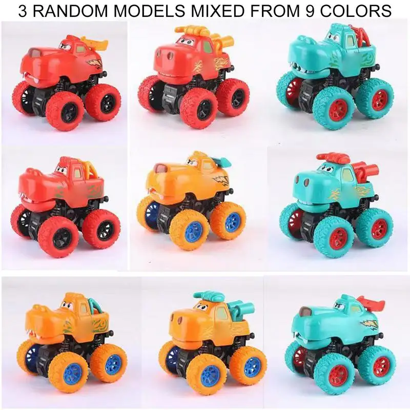 Cartoon Toys-Ensemble de jouets de voiture à dos côtelé pour enfants, mini camion animalier, véhicules infectieux, jeux pour tout-petits, cadeaux pour garçons et filles