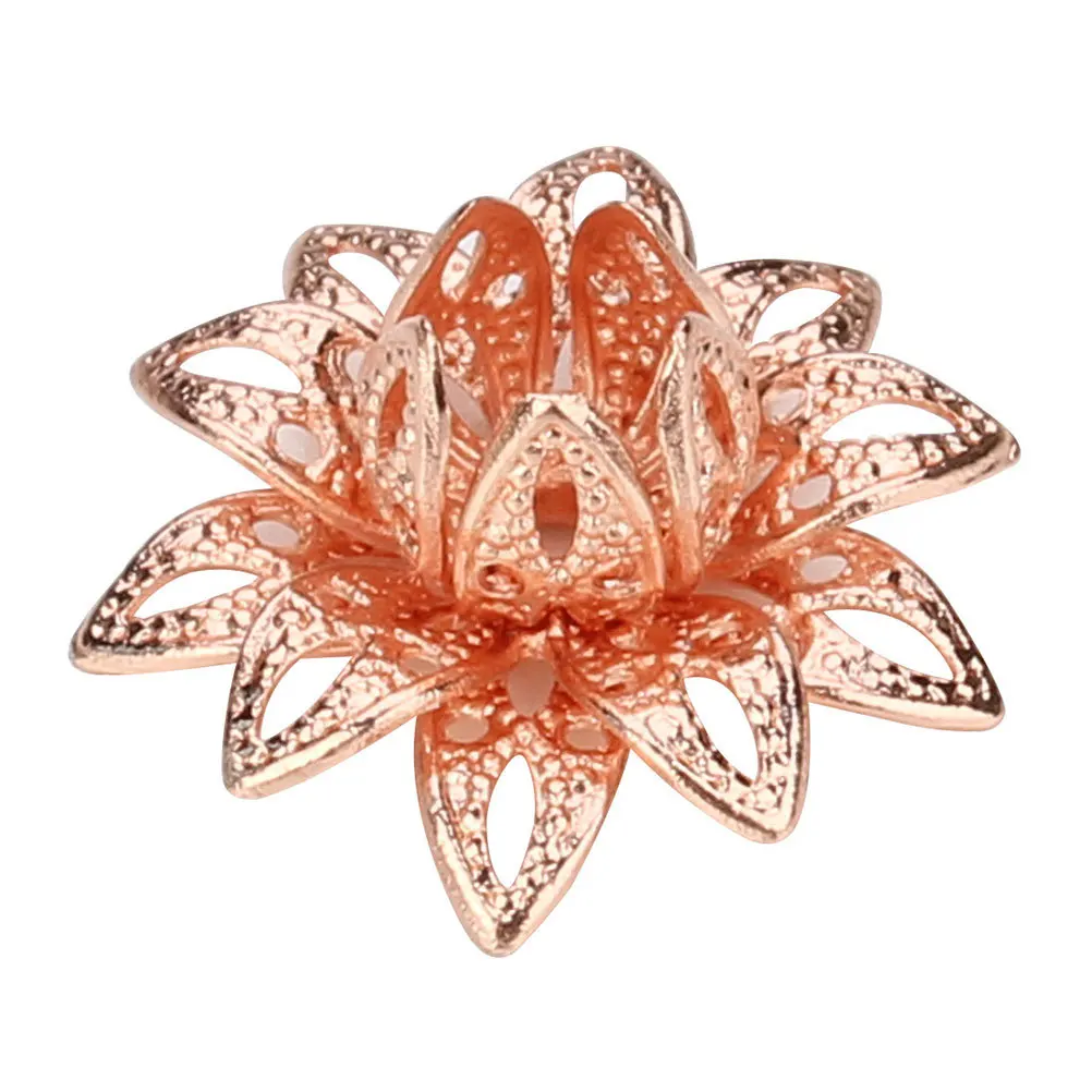 

20 PCS Spacer Beads Cute Charms for Jewelry Making Necklace and Golden Lotus Flower Cap